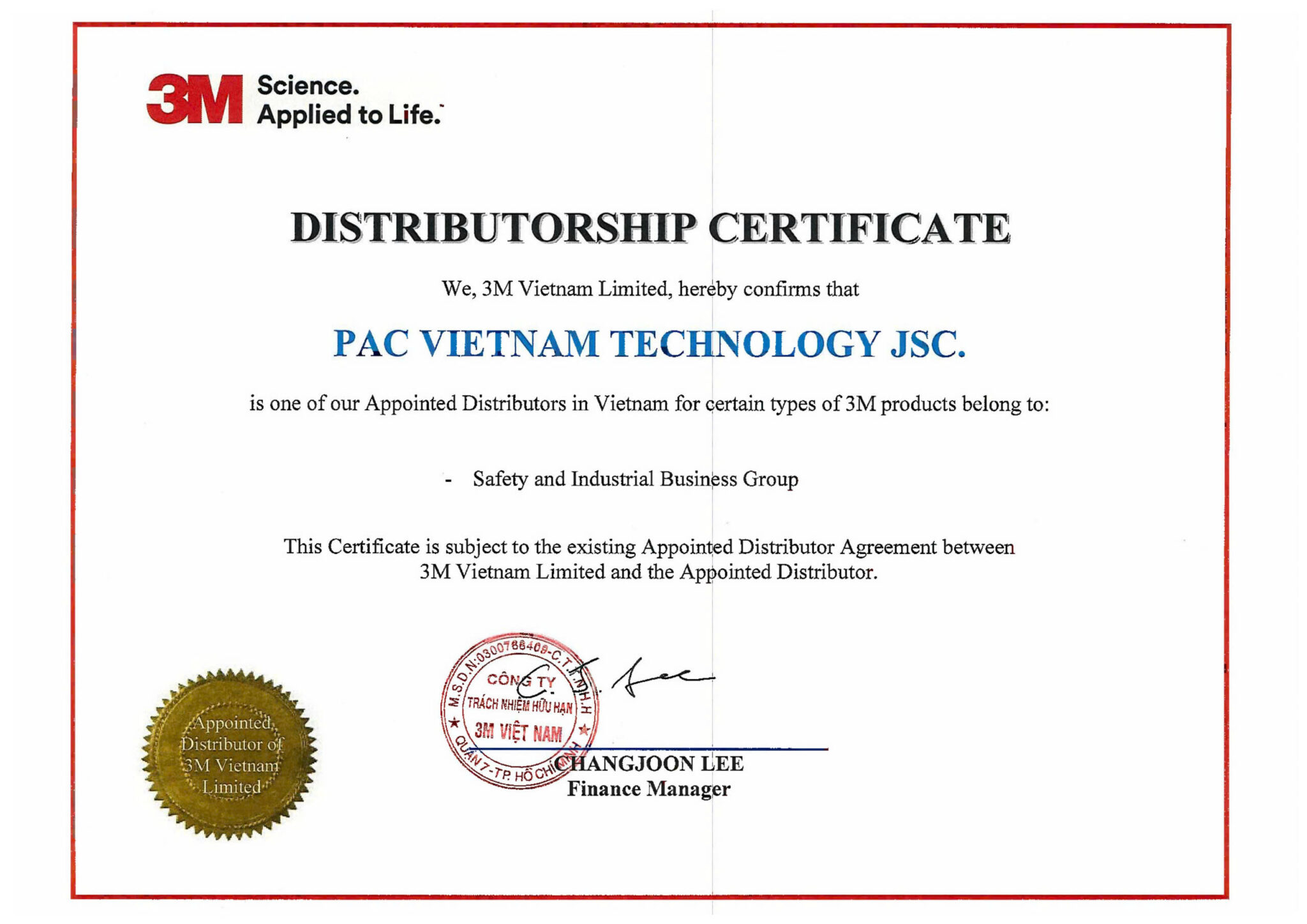 Chứng nhận nhà phân phối 3M Việt Nam